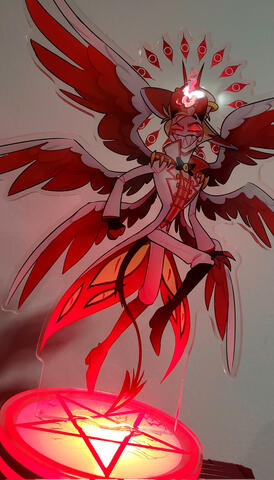 red foil standee