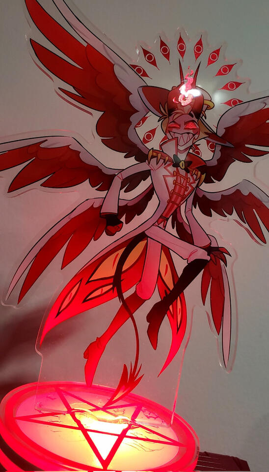 red foil standee